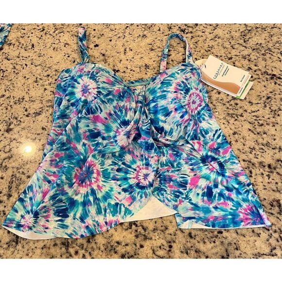 Coco Contours Clarity Bandeau Bra Sized Tankini Top - Picture 2 of 6